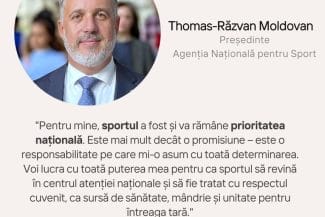 Știri de azi | Thomas-Răzvan Moldovan, noul şef al sportului românesc: Voi face tot posibilul pentru a elimina inechităţile dintre federaţii - Știri de azi | 