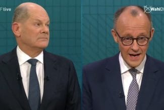 combo-scholz-merz-captura.jpg - Știri de azi Știri de azi | Olaf Scholz şi Friedrich Merz, candidaţi la postul de cancelar al Germaniei, s-au confruntat într-o dezbatere electorală pe tema lui Trump, a extremei drepte şi a NATO - Știri de azi |