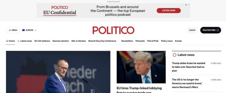 politico.jpg - Știri de azi Știri de azi | Casa Albă anunţă că DOGE anulează plăţile către Politico. Publicaţia a primit cel puţin 8,2 milioane de dolari de la guvernul SUA - Știri de azi |