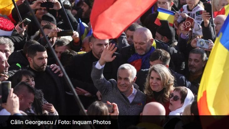 calin gerogescu so cristela georgescu in mijlocul manifetsnatilor de la mitingul din bucuresti