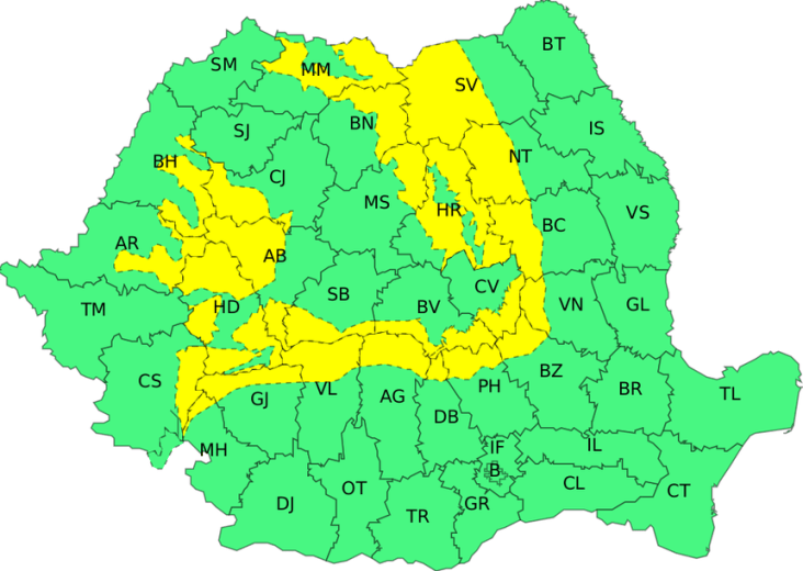 harta-anm.png - Știri de azi Știri de azi | ANM, atenţionare de vânt puternic în aproape toată zona montană, de marţi de la prânz, până miercuri dimineaţă/ La peste 1700 de metri altitudine, vântul va atinge 110 km la oră/ Cum va fi vremea în Capitală - Știri de azi |