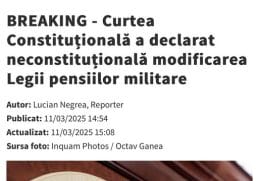 imagine extrasa dintr-un articol de pe site-ul stiripeurse.ro reprezentand o stire care face referire la legea pensiilor militare