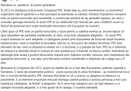 Dan Diaconu comentând despre impactul Congresului PPE din 2012 pe blogul său