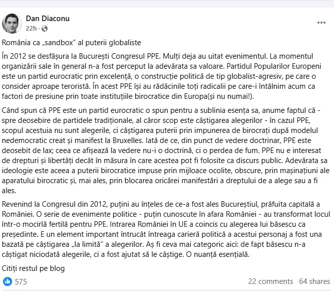Știri de azi | Reflecții despre Congresul PPE din 2012: Efectele Eurocrației asupra României – Opinii Dan Diaconu - Știri de azi | Dan Diaconu comentând despre impactul Congresului PPE din 2012 pe blogul său