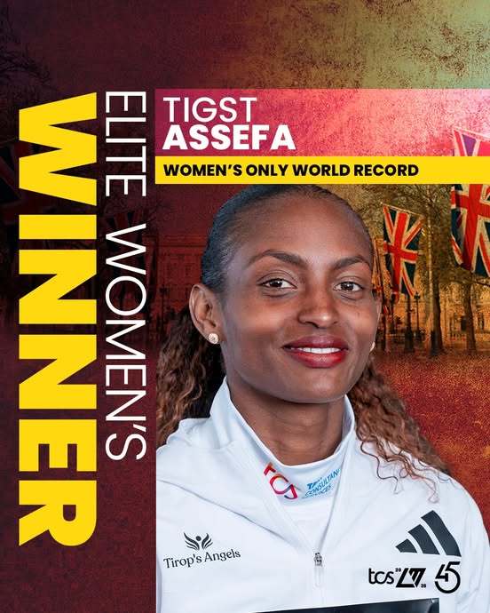 assefa.jpg - Știri de azi Știri de azi | Etiopianca Tigst Assefa a câştigat Maratonul de la Londra cu record mondial. La masculin s-a impus kenyanul Sabastian Sawe - Știri de azi |