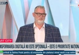 Adrian Vevera, directorul ICI București, în cadrul emisiunii Smart City România, declarând că transformarea digitală este o prioritate națională, nu o opțiune.