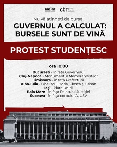 Știri de azi | Proteste ale organizaţiilor studenţeşti în Bucureşti şi în mai multe centre universitare, faţă de intenţia Guvernului de a reduce fondurile alocate pentru burse - Știri de azi | 
