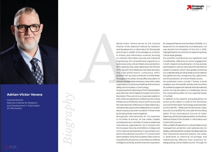Știri de azi | Adrian-Victor Vevera, promotor al transformării digitale - Știri de azi | Adrian-Victor Vevera, Director ICI București, promotor al transformării digitale și al colaborării între cercetare și administrație – articol Strategic Leaders, Grupul MediaUno