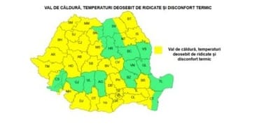 cod-galben-4-sept-25jpg - Știri de azi Știri de azi | Cod galben de temperaturi deosebit de ridicate, în Maramureş, Crişana, Banat, Muntenia, Transilvania, în jumătatea nordică a Moldovei, în sudul şi vestul Olteniei şi în sud-vestul Dobrogei/ Vineri, canicula se va intensifica în Banat şi Crişana - Știri de azi |